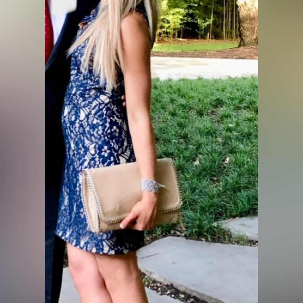 Ark and Co lace Blue Dress and open back